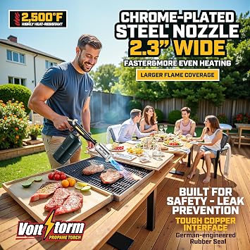 Cooking Torch Kitchen Blow Torch - Grill Gun Propane Torch with Upgraded Ignition System, Adjustable Flame, Culinary Torch, Sous Vide torch for Chefs Searing Meat, Steaks, Lighting Campfires, BBQ etc