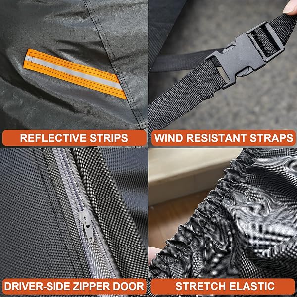 Kayme Funda Coche Exterior, Compatibles con Audi A3 Sportback(1996-2025), Cubierta para Coche Impermeable Transpirable Anti-UV Antipolvo de 7 Capas, Cubre Coche con Cremallera y Forro de Algodón. - 4