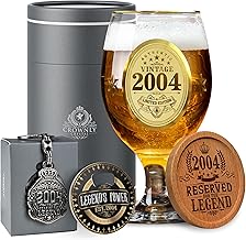 CROWNLY CRYSTAL® 2004 Original Gifts For Men 21 Gifts 21st Birthday Beer Glasses Personalized Gifts Birthday Decoration Original Gifts For 21 Years Old Gifts For Men