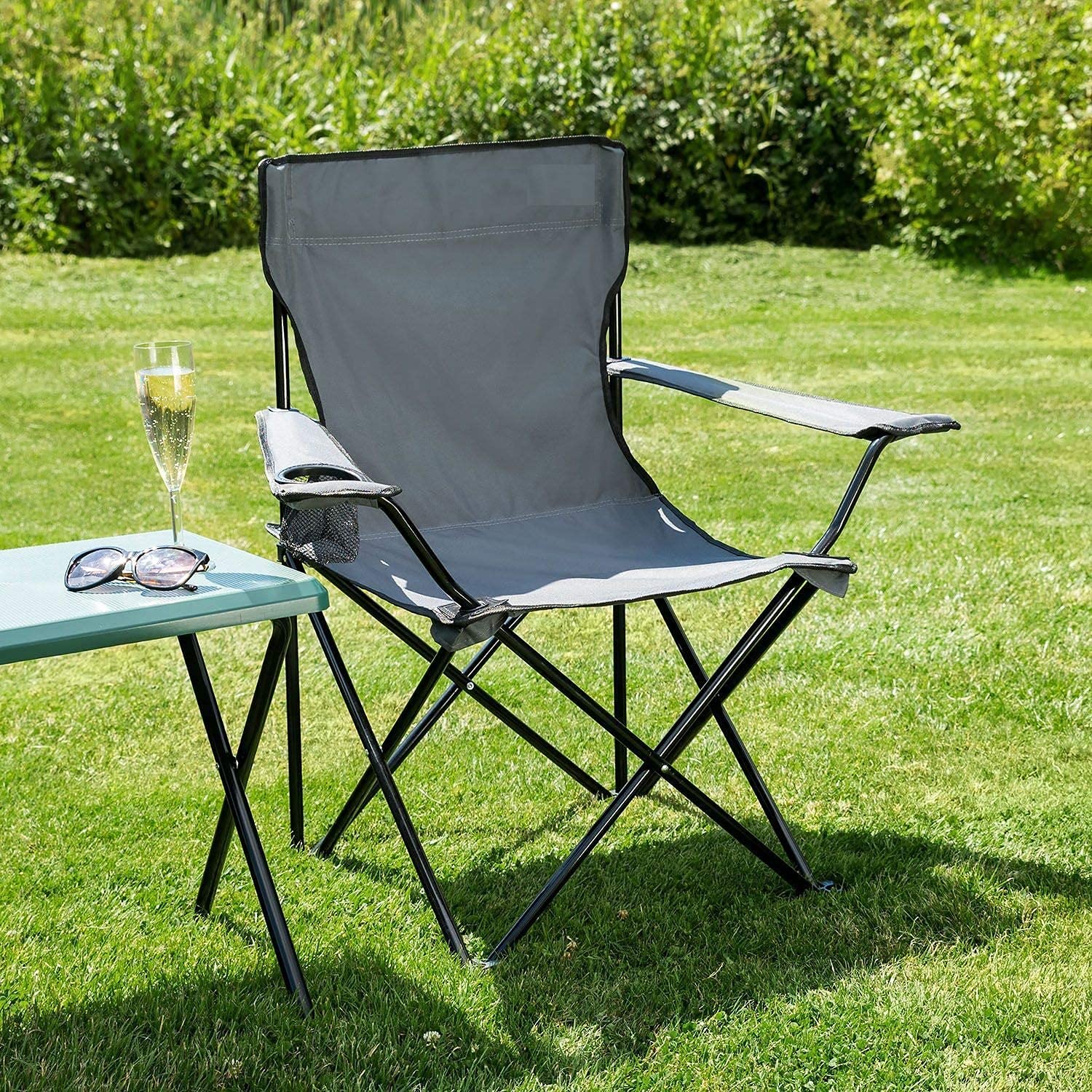 Portable Foldable Camping Big Chair with Free Carry Bag for Fishing/Beach Picnic/Travelling/Lawn/Home Classic Arm Rest Folding Chair (Polyester; Steel,Multicolor,1 Piece)