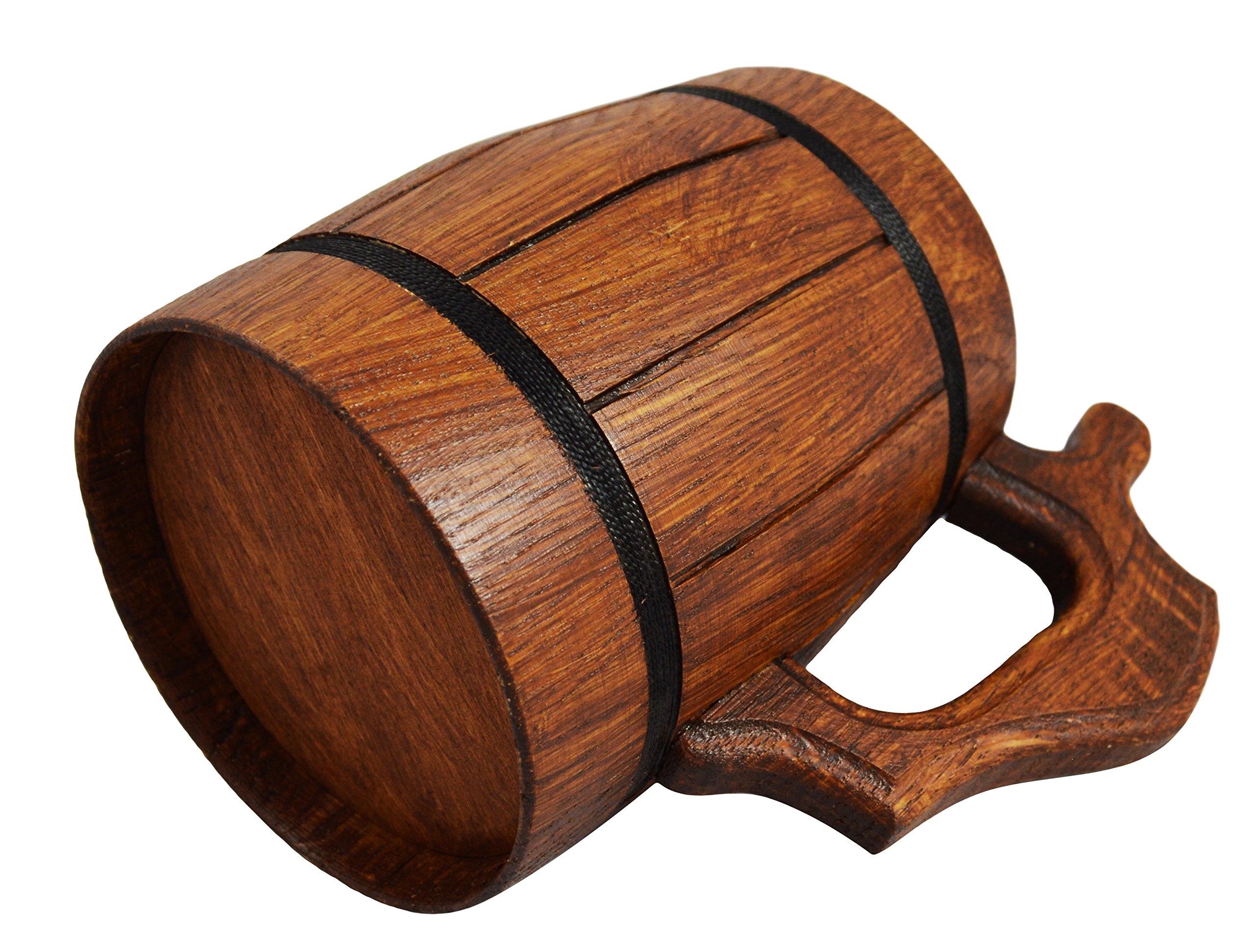 Wooden World - Jarra de cerveza de madera de roble Taza grande muy sólida 500 ml / 0,5 l /M10