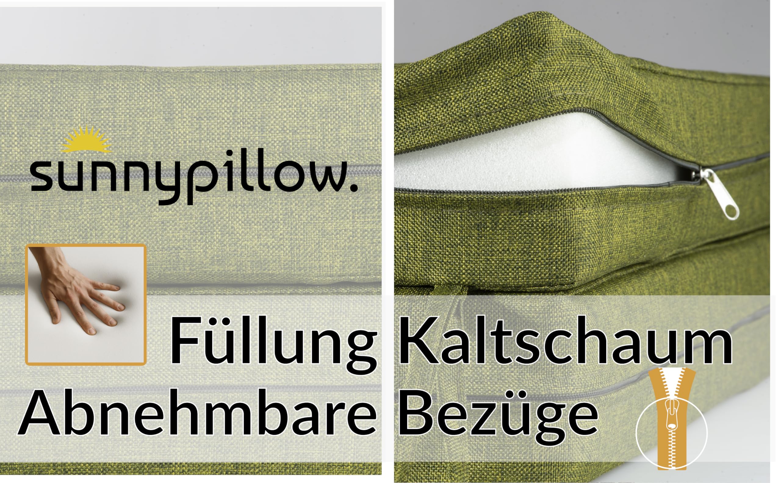 sunnypillow Lot de 2 Coussins de Chaise 50 x 50 x 7cm, Extérieur - imperméables résistants aux UV - Coussin d'assise pour bancs - Coussin de siège pour la Maison et Le Jardin - Vert