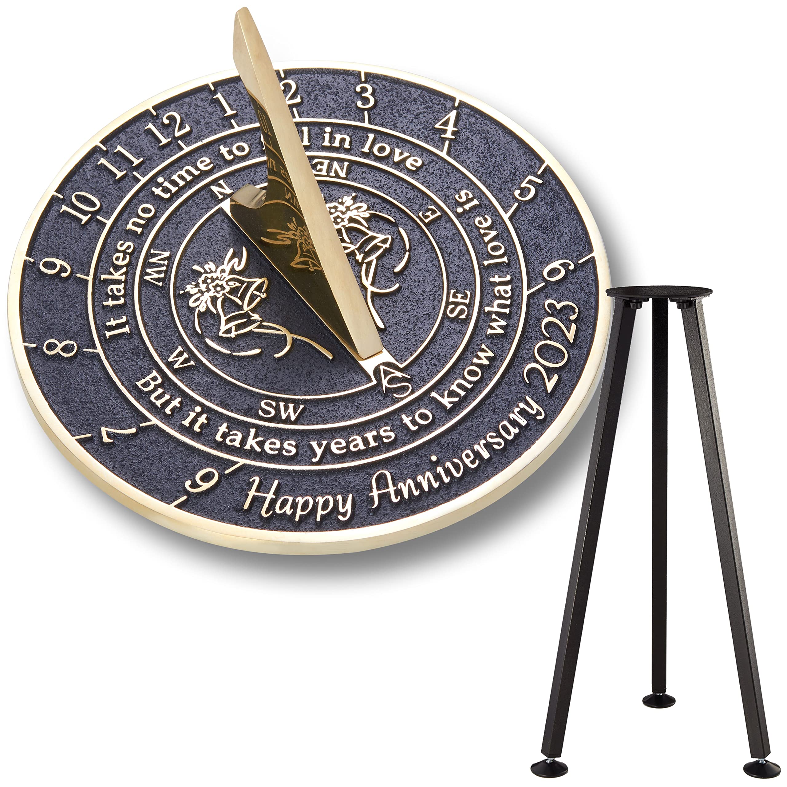 The Metal FoundryLove Is Anniversary Sundial, Black, 6.4" x 3"