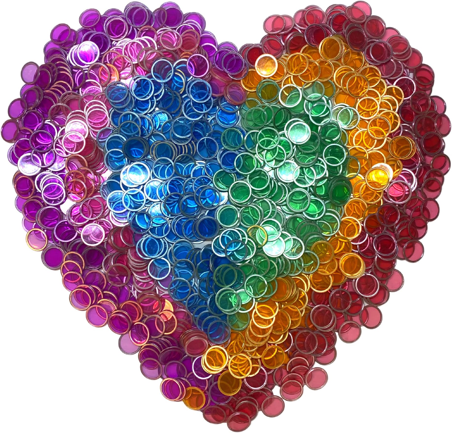 MR CHIPS Magnetic Bingo Chips with Metal Ring 3/4 Inch 1001 Upgraded Pieces Assorted Transparent - Available in 7 Colors A Reusable Storage Bag