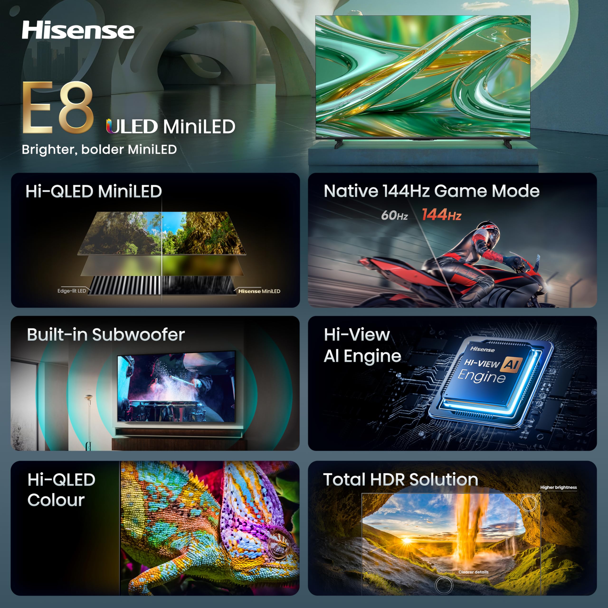 Hisense TV 65E8S (2026) 65" QLED Mini LED UHD 4K