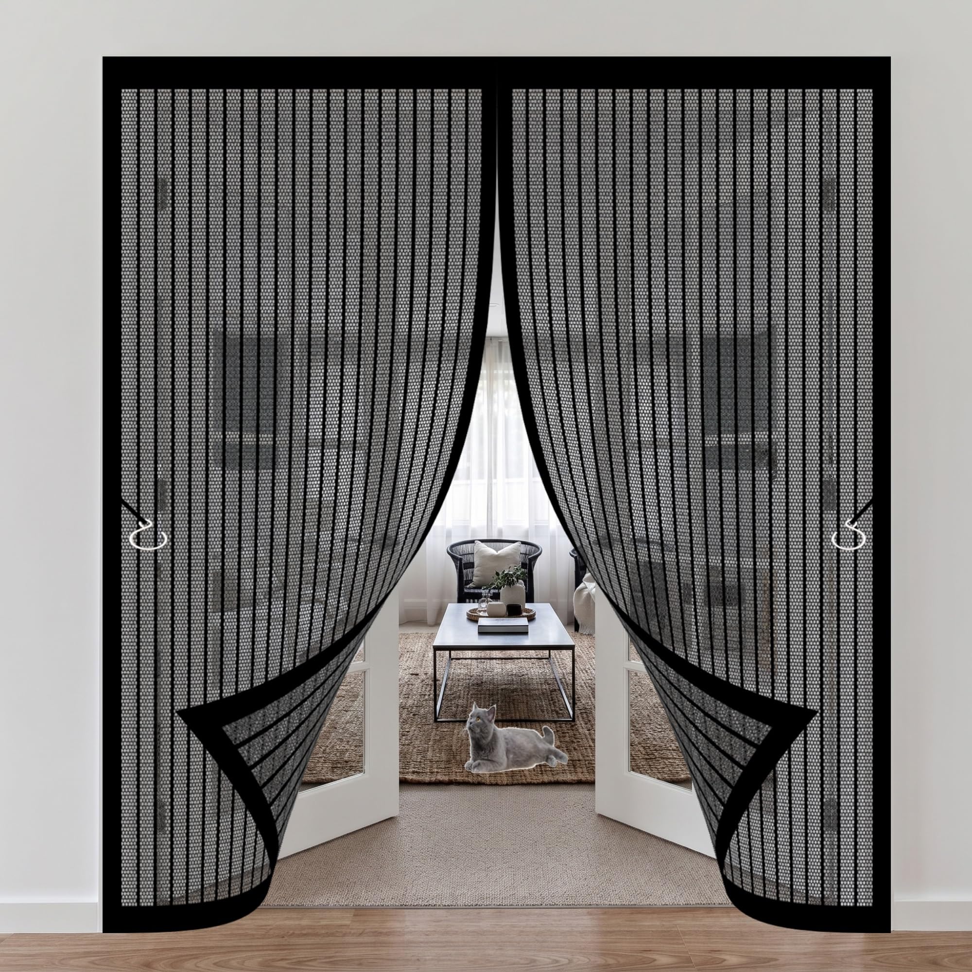 Stgao Black Magnetic Fly Screens For Doors 97 X 227 Cm Keeping Out Flies & Bug, Keep Fresh Air In Fly Screen Door Hundreds Of Sizes For Living Room, Bedroom,