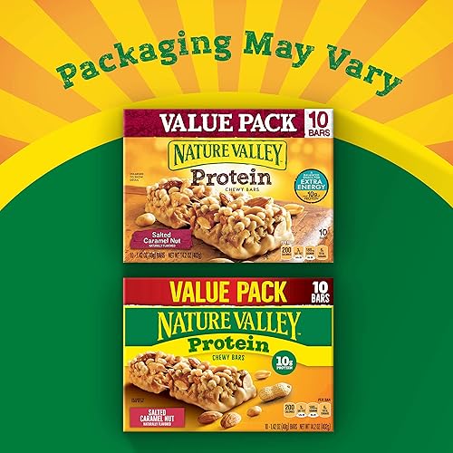 Vista 82 de Nature Valley Barras de granola de proteína masticable, nueces de caramelo salado, 5 barras, 7.1 onzas