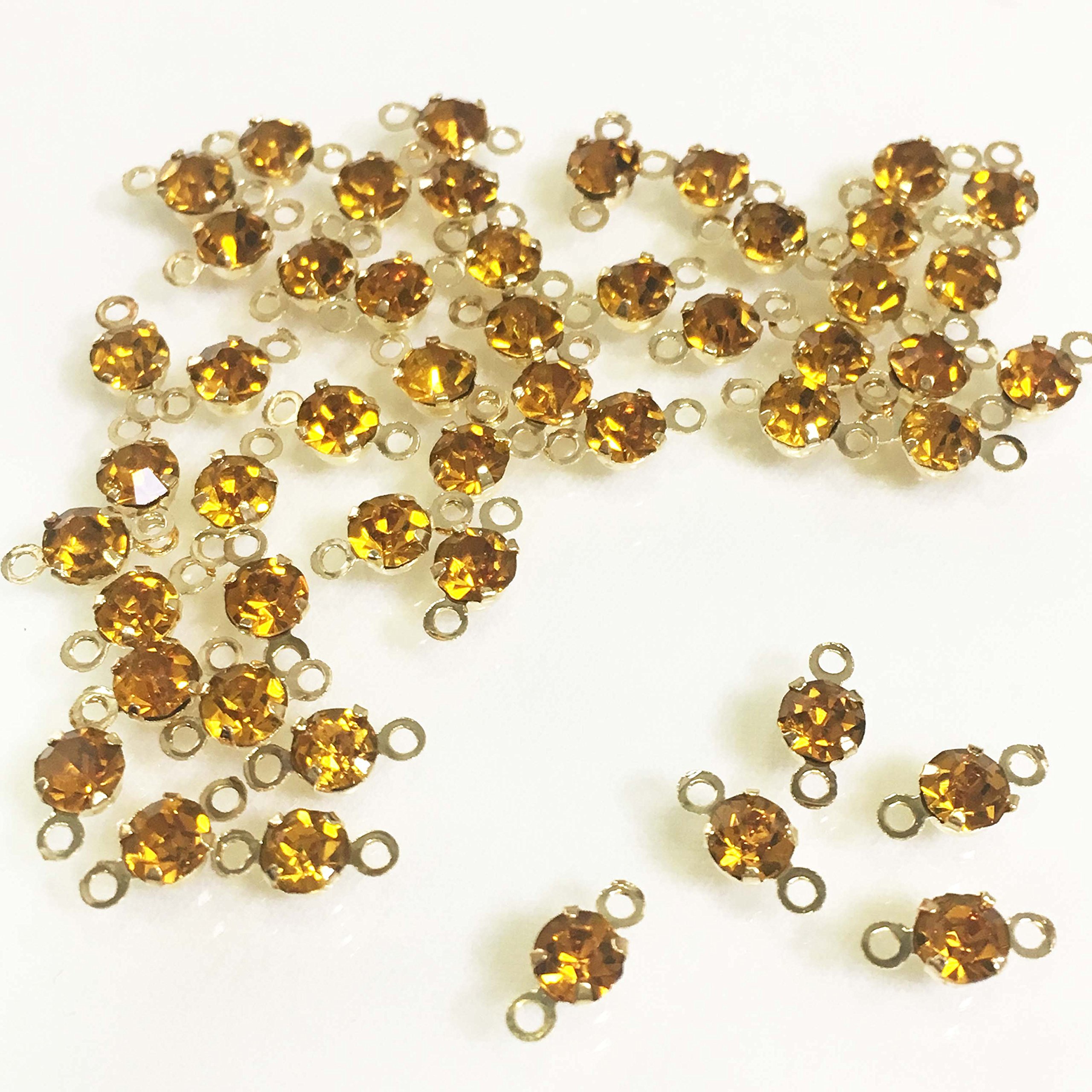 Amazon | ラインストーンコネクター4mm トパーズジョンキル 50個 