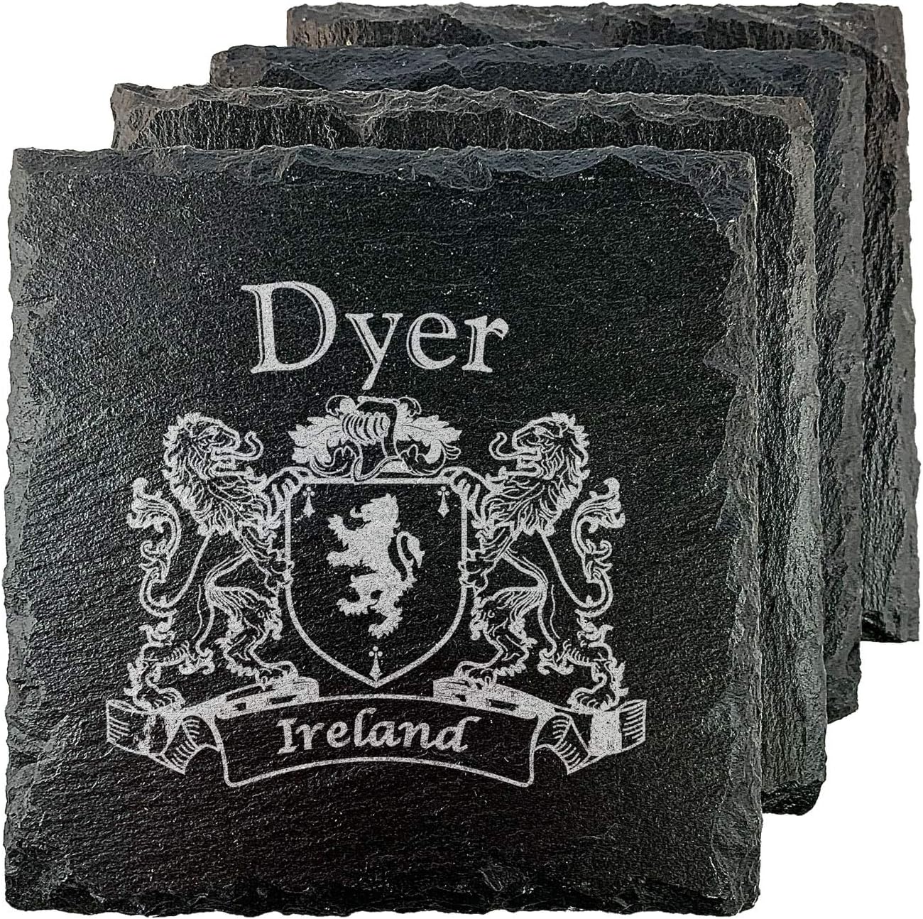 Dyer Irish Coat of Arms Slate Coasters - Set of 4