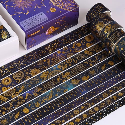 Miniatura 3 de Songdao - Juego de 10 rollos de cinta washi para artes modernas, cintas adhesivas decorativas de lámina dorada, para manualidades, niños, álbumes de