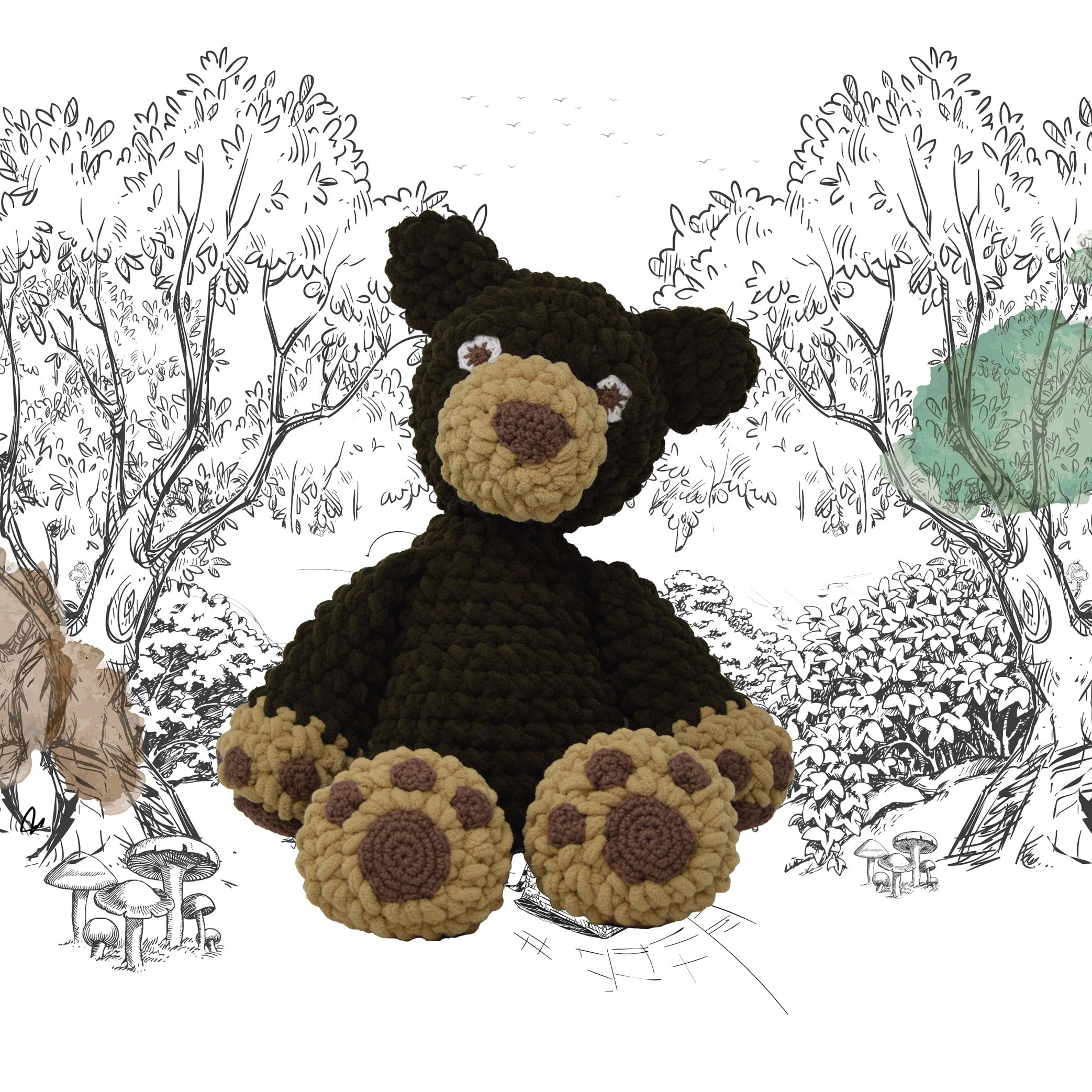 KNITTY CRITTERS – Main Collection – Tumble Ted| Beginner-Friendly Crochet Craft Kit with Recycled Yarn