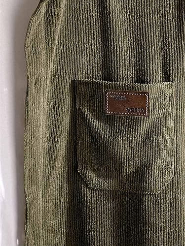 Vista 5 de Comdecevis Camisa de pana para hombre, manga larga, acanalada, con botones y bolsillo en el pecho