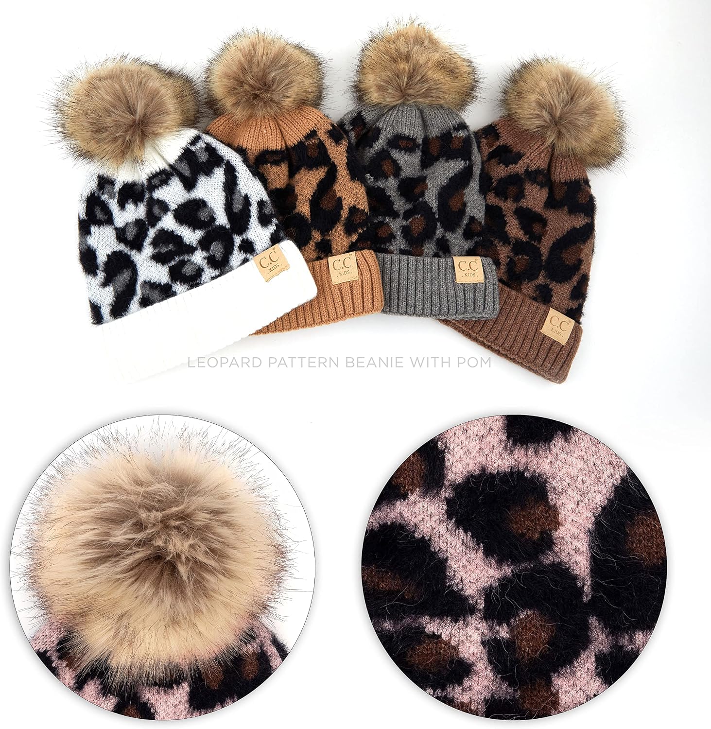 C.C Exclusives Solid Ribbed Kids Beanie Hat with Faux Fur Pom (KIDS-43)(KIDS-2061)
