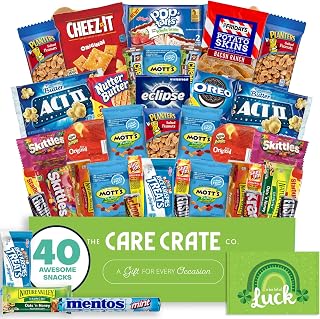 St. Patrick's Day Snack Box (40 Piece Variety Gift Basket Care Package) Peanuts, Candy, Chips, Granola Bars & More - The Care Crate Co.