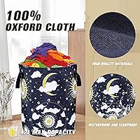 Vista 6 de Cesta de lavandería Galaxy Moon con cielo estrellado y sol, plegable, de tela Oxford, divertida bolsa de lavandería, cesta de almacenamiento
