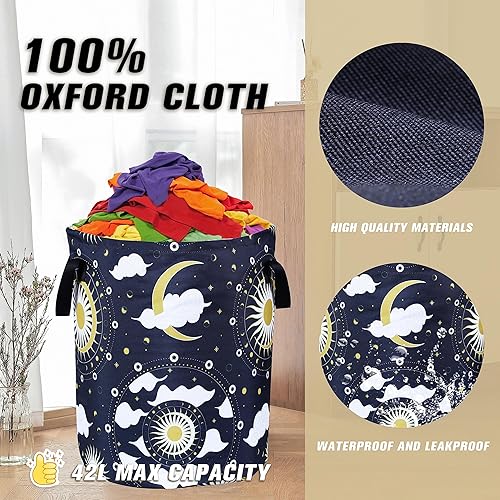 Miniatura 7 de Cesta de lavandería Galaxy Moon con cielo estrellado y sol, plegable, de tela Oxford, divertida bolsa de lavandería, cesta de almacenamiento de