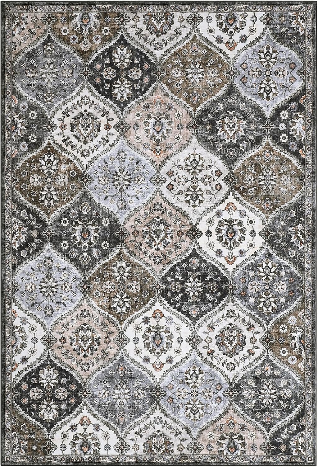 Washable Rugs 5x7 Area Rugs Living Room Rug Large Rugs for Bedroom Stain Resistant Carpet Vintage Rugs for Bedroom with Non Slip Backing Home Decor Floor Decoration Mat