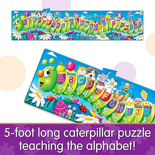 Miniatura 2 de The Learning Journey Rompecabezas largos y altos  ABC Caterpillar  Rompecabezas STEM preescolar de 51 piezas, 5 pies de largo  Regalos educativos