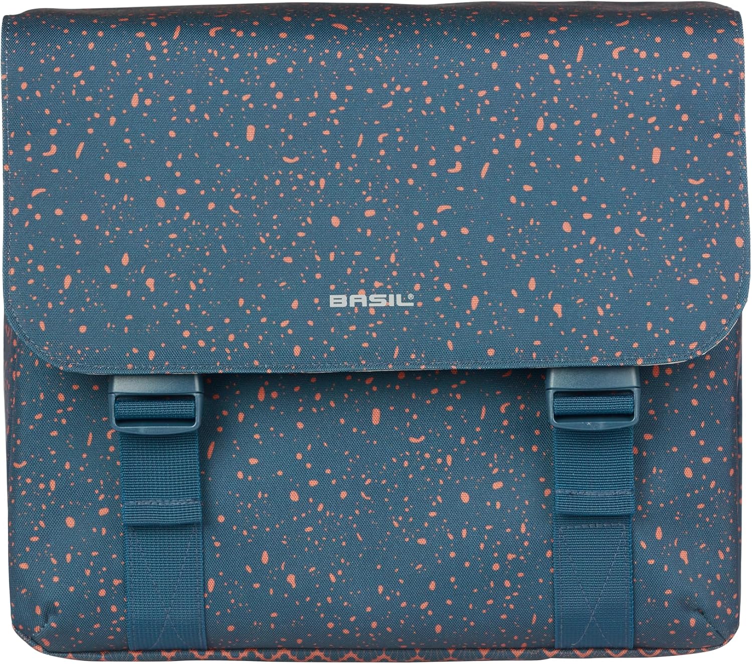 Basil Flair MIK Double Bicycle Bag, 35 L, Blue, Water-Repellent, Made from Recycled Polyester, Includes Lockable MIK Adapter Plate, Perfect for City and Everyday Use