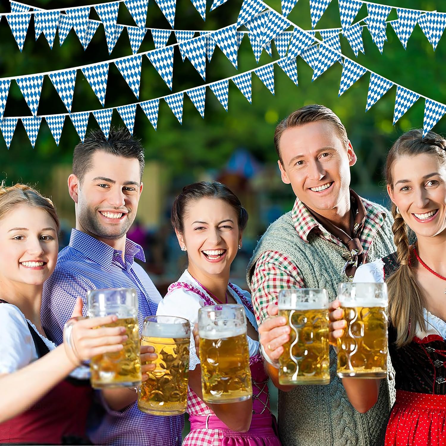 Alpurple 197 Feet Oktoberfest Bavarian Flag- 6 Packs Oktoberfest Bavarian Pennant Banner for German Oktoberfest Themed Party Decorations image 7 of 7 B07WR6SDRR