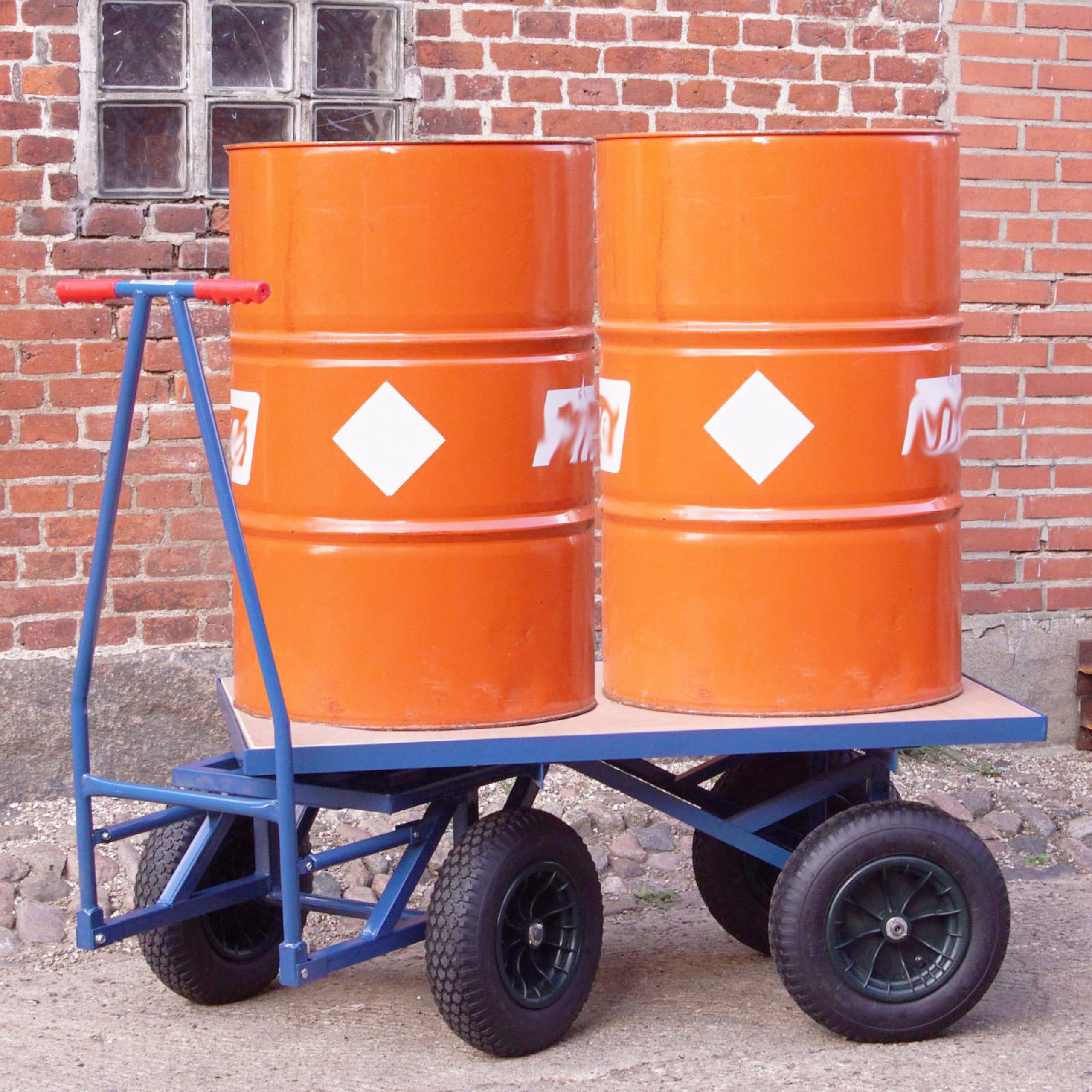 TRUTZHOLM XXL Profi Plattformwagen Palettenwagen 120x80 cm Ladefläche Palettenmaß | 500kg | mit Bremse | Transportwagen Magazinwagen Schiebebügelwagen