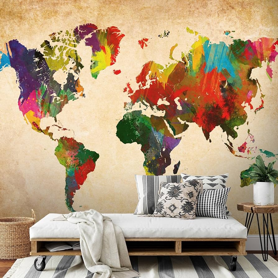 Papel Pared Runa Art Papel Tapiz Fotográfico Mapa Del Mundo Hormig N 352 X