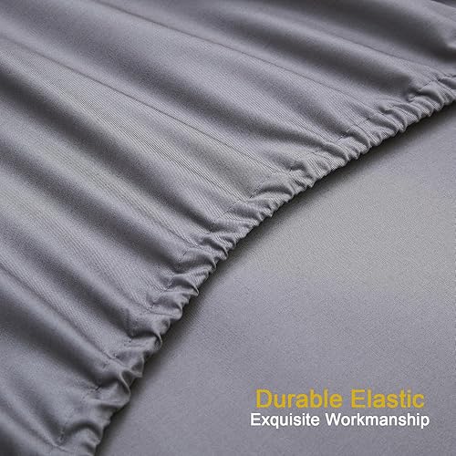 Miniatura 6 de Juego de sábanas de rayón refrescante de 16 pulgadas de bolsillo profundo, transpirables y suaves como la seda, sábanas y fundas de almohada de
