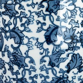 Chinesisches Porzellan-Ingwerglas Mit Deckel – Blau-weiß, Rosen-Muster, 900 Ml, 19,5 Cm, Für Tee & Deko