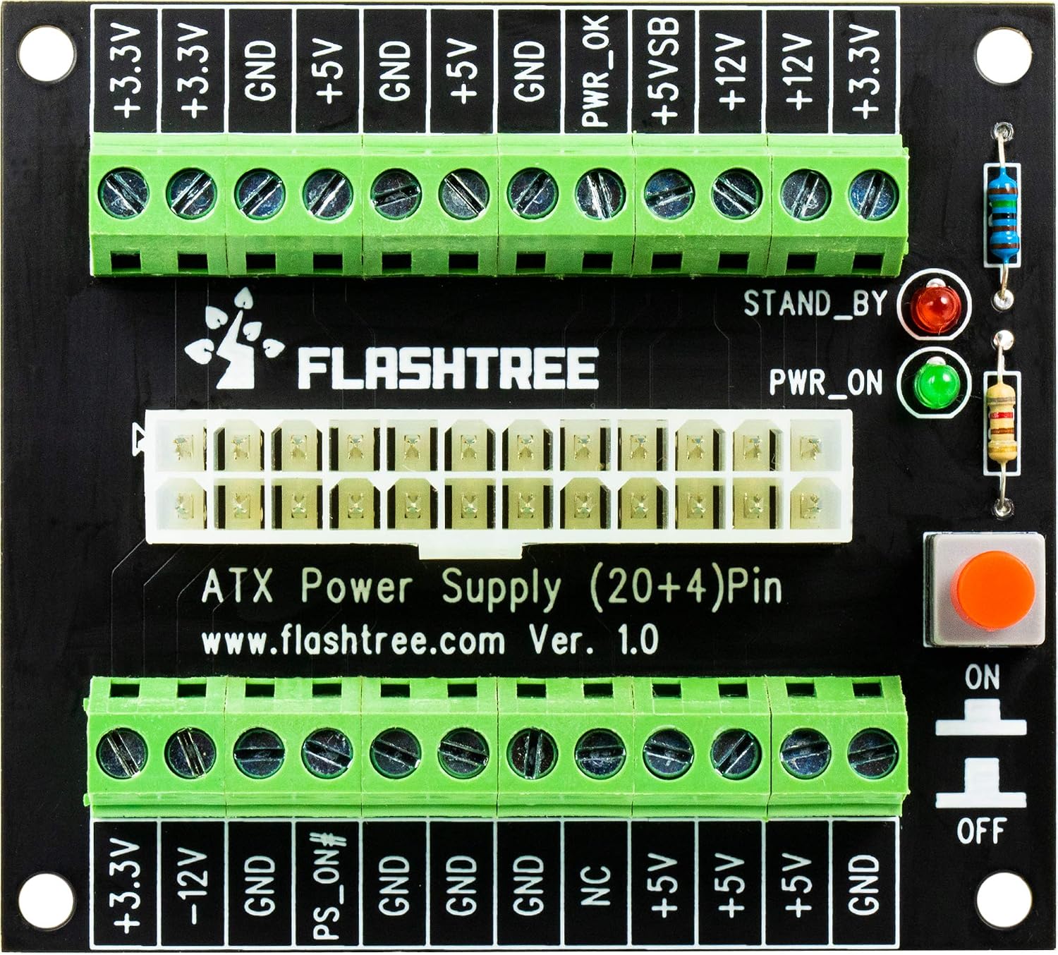 24/20-pin ATX DC Power Supply Breakout Board Module… (24 Pins Black)