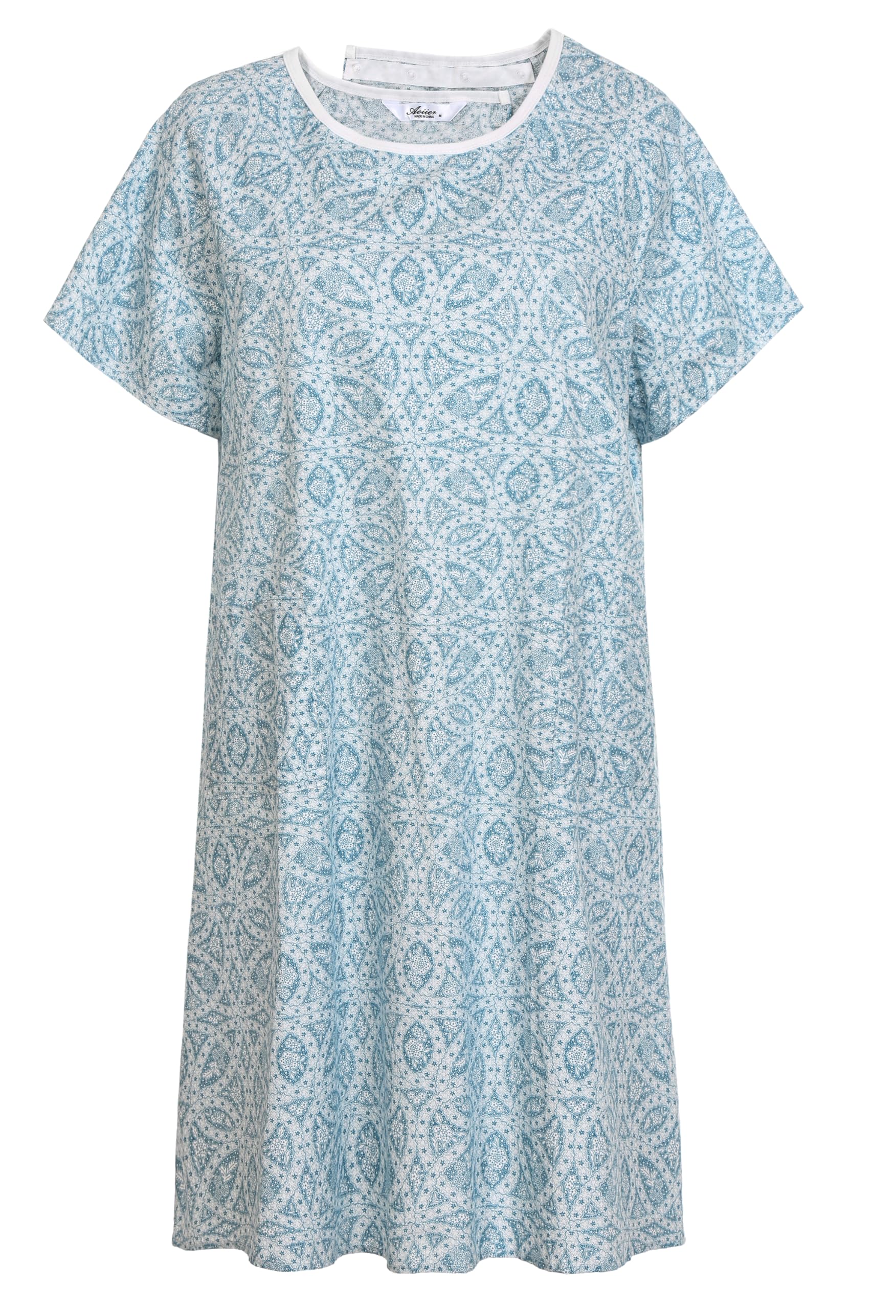 AVIIER 100% Cotton Hospital Gowns for Women Open Back Adaptive Clothing Nightgown Post Shoulder Surgery Patient Gown