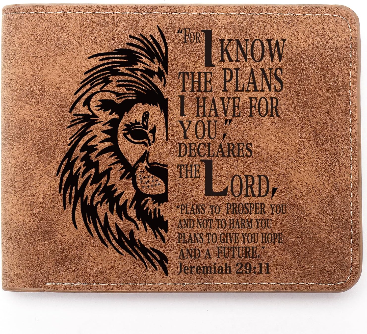 TZYTHT engraved leather wallet for men with Bible verse Jeremiah 29:11