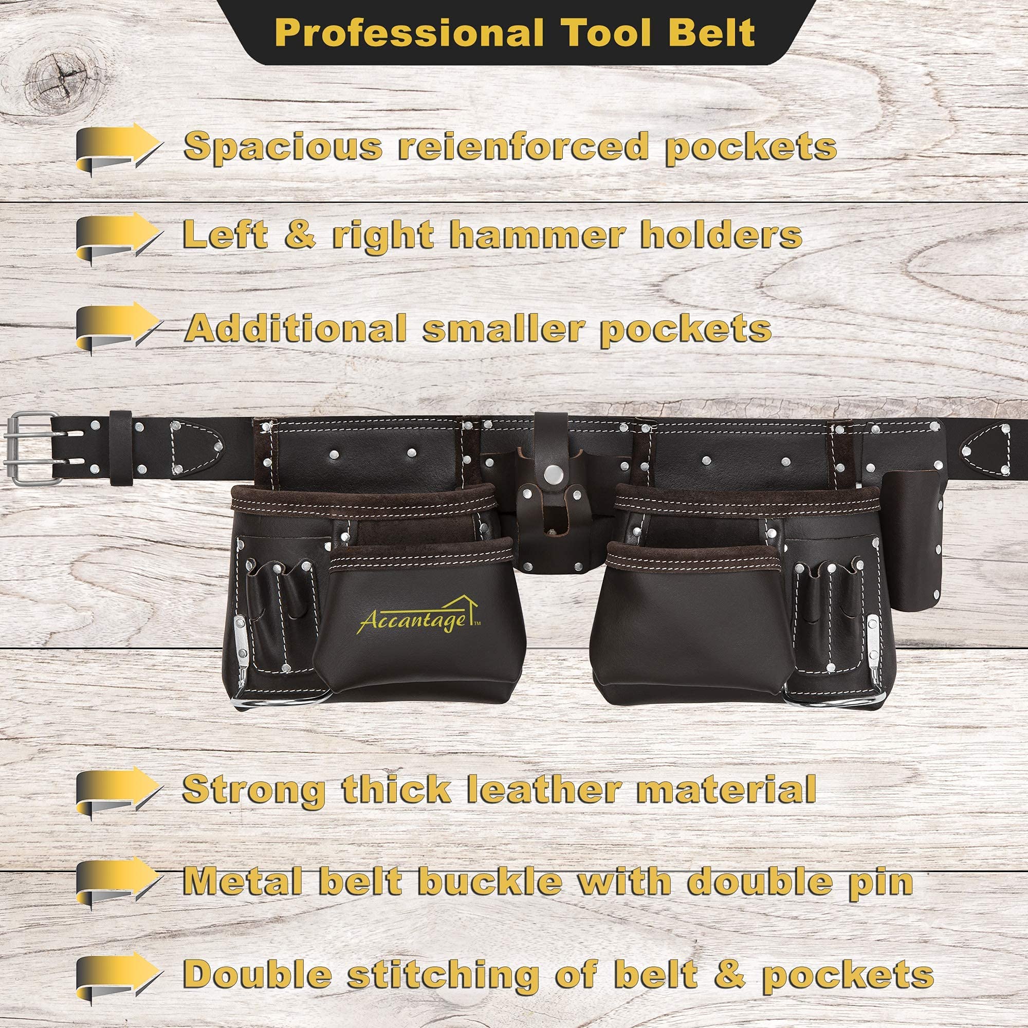 Leather Tool Belt for Men Carpenter Pro One Construction Belts for Men