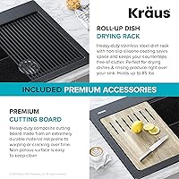 Vista 6 de KRAUS Bellucci Workstation 33" Single Bowl Granite Kitchen Sink in Metallic Black w/Accessories, KGTW2-33MBL, Includes Dish Drainer/Dish Drying Rack