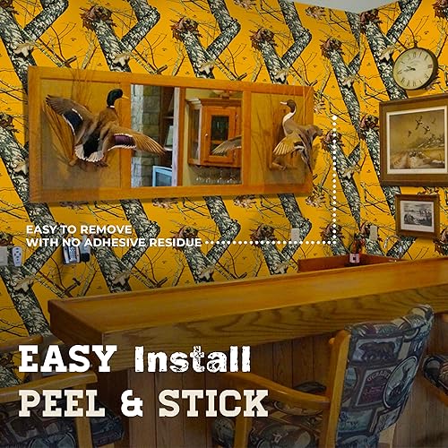 Miniatura 3 de Mossy Oak Graphics Papel tapiz de camuflaje para despegar y pegar, sin ensuciar, rollos de 26 x 107 pulgadas, cubre 19.3 pies cuadrados, muchos