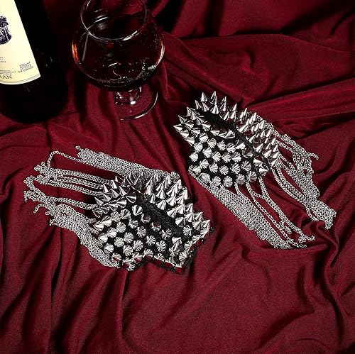 Miniatura 7 de BESTOYARD Charreteras plateadas con borlas, para colgar en el hombro, tablas puntiagudas, vintage, Halloween, cosplay, hombreras, almohadillas para