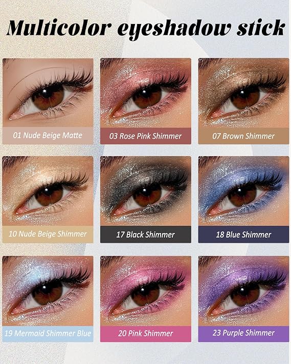 Nude Beige Color Matte Cream Eyeshadow Stick, Cream Smooth Eye Shadow Stick | Waterproof Long Lasting, Blendable Brightener Eyeshadow Pencil, Lightweight High Pigment Crayon Makeup for Women-01