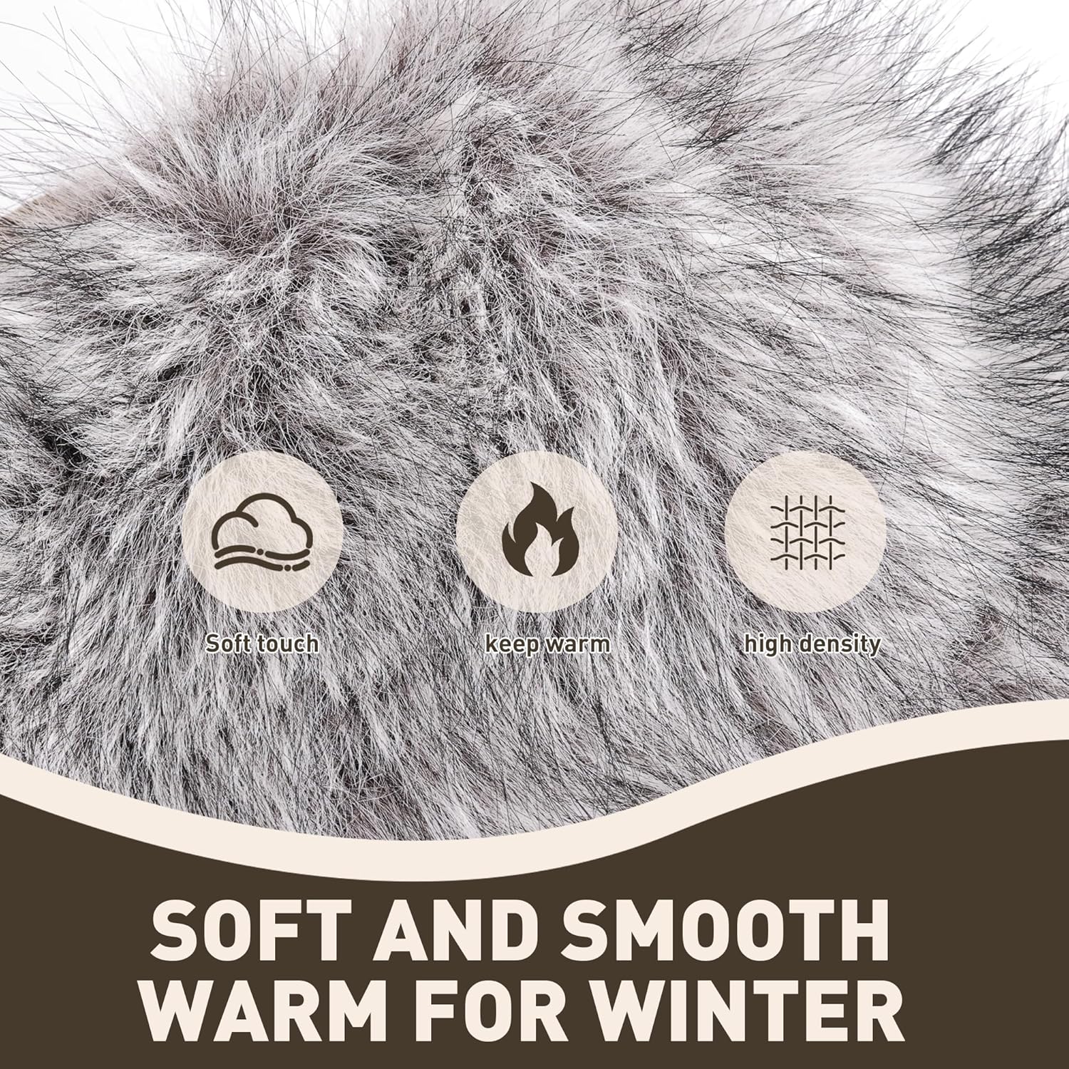 Women Faux Fur Trapper Hat with Pompoms Warm Classic Ear Flaps Fuzzy Bobble Cap Warm Outdoor Ski Snow Cap for Women and Men - Image 4