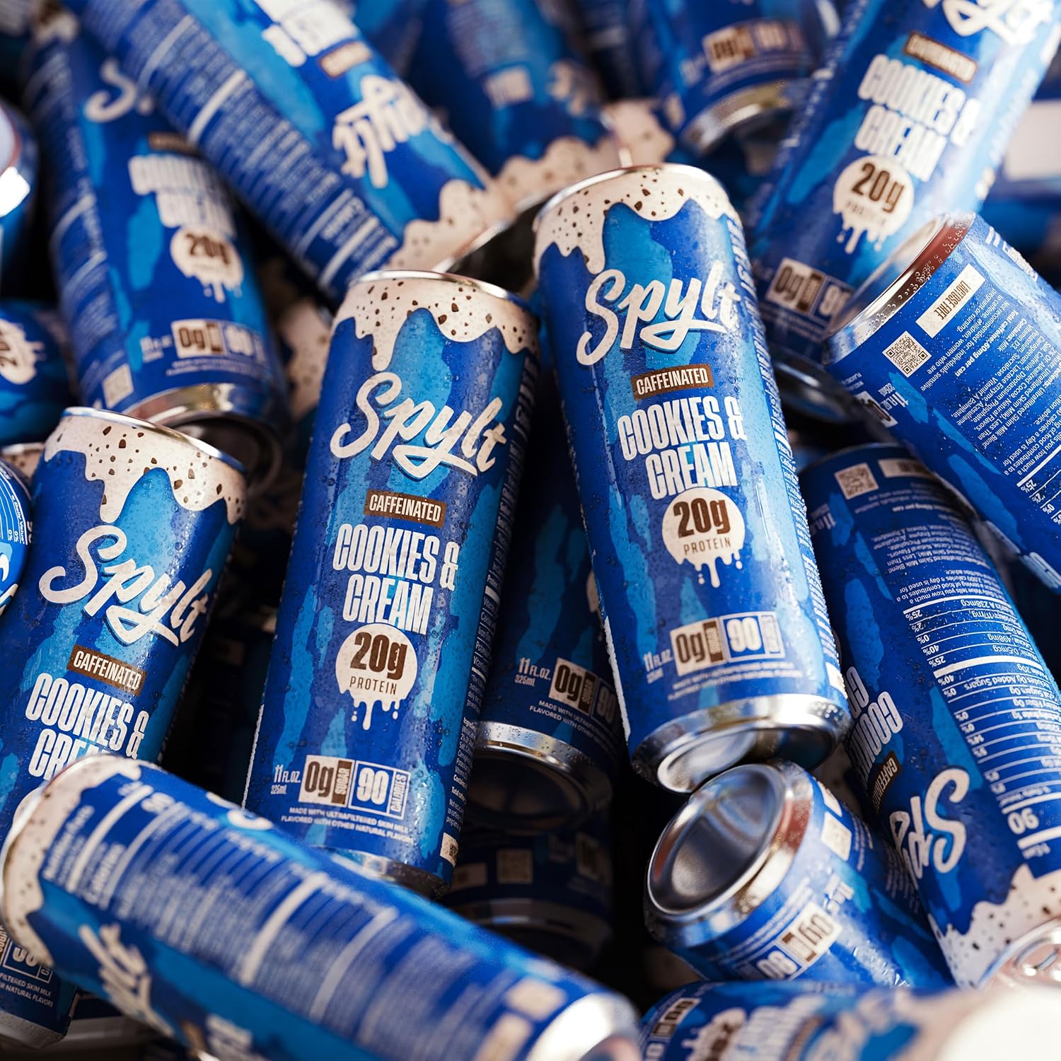 Spylt High Protein Cookies & Cream Milk with 60mg Caffeine & 20g Protein - 90 Calories, Ready to Drink, Sugar Free, Lactose Free Milk, Perfect for Workout Recovery & Afternoon Pick Me Up - 12 Count
