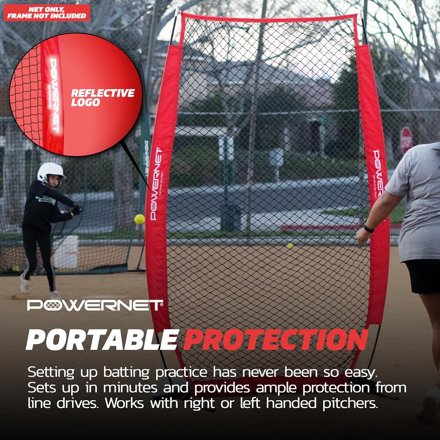 PowerNet Baseball Training Equipment Baseball Net, Portable Softball Batting Practice Pitching Screen, 7-FT I-Screen or A-Frame Pitching Net