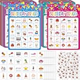 SpriteGru Birthday Bingo Game, 25PCS Bingo Board Card, 25 Players Birthday Party Game Set for Kids or Adults, Party Favor Decoration Supplies