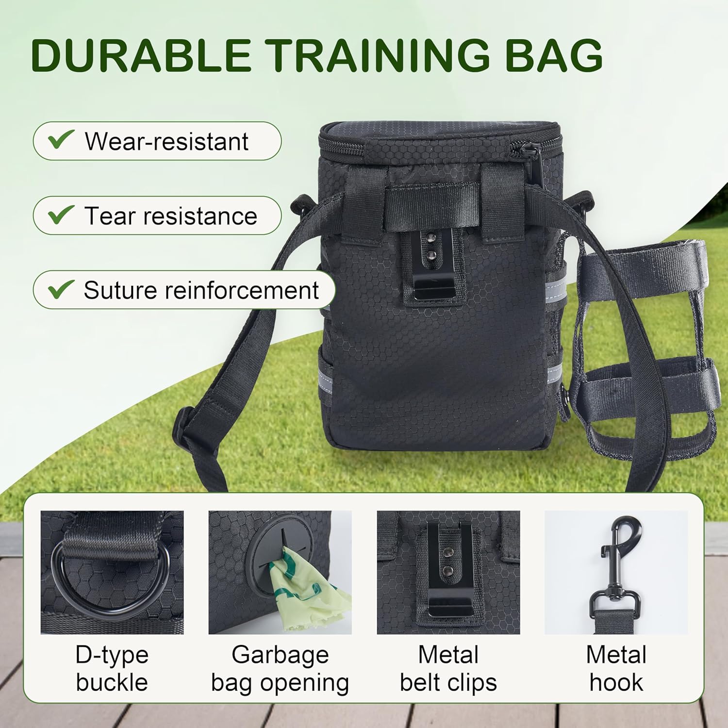 Dog Training Treat Pouch with Waist Belt & Shoulder Strap - Adjustable 3-Way Wear Waterproof Dog Walking Bag - Multi-Pocket Fanny Pack for Treats, Poop Bags & Accessories