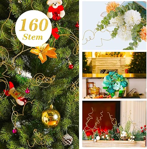 Miniatura 4 de Syhood 160 ramas rizadas con purpurina, ramas de Navidad, relleno de florero, ramitas rizadas artificiales para árbol de Navidad, guirnalda de