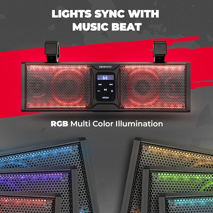 Barra de Sonido KEMIMOTO 16 Pulgadas para UTV ATV con Luces LED Bluetooth miniatura 3