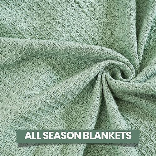Miniatura 9 de CHATEAU HOME COLLECTION Manta King de 100 % algodón, transpirable, tamaño King, manta de gofre, manta térmica, mantas cálidas para invierno, manta