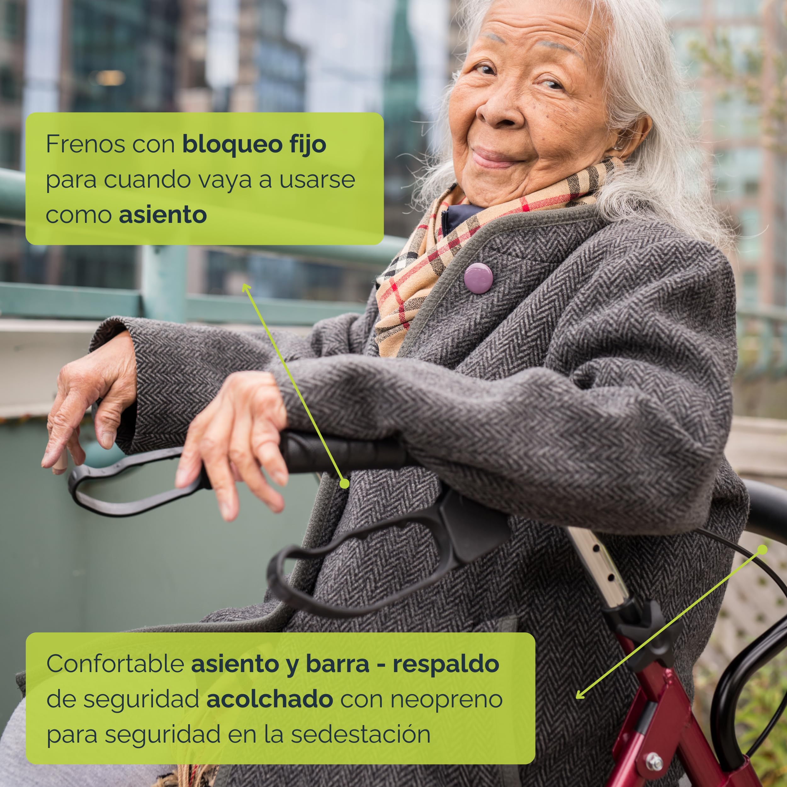 Sanitec - Andador Rollator con Frenos en Empuñadura | Andador para Ancianos Plegable | Andadores Adultos con Estructura de Aluminio Ligero | Andador con Asiento y Cesta | Andadores para Ancianos