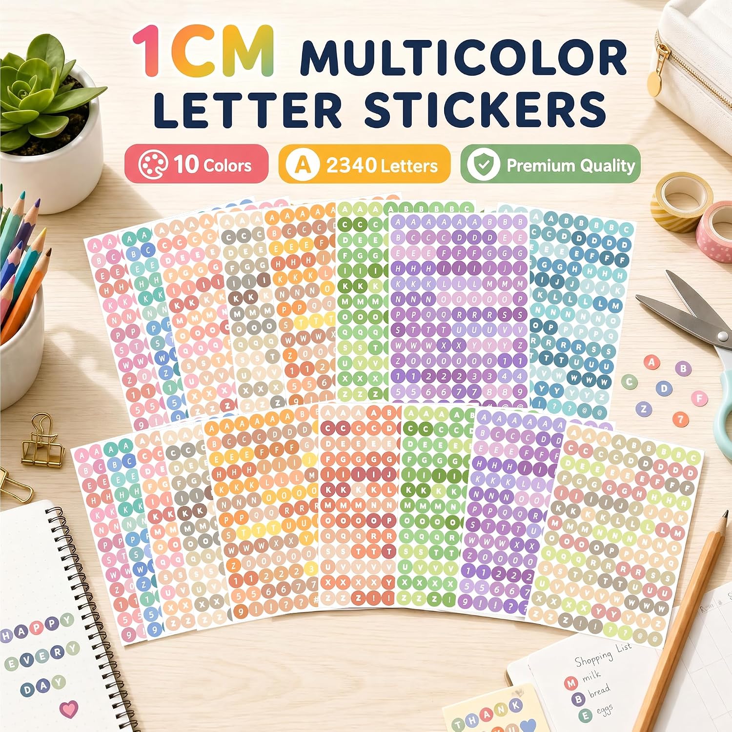 2340Pcs Small Letter Stickers Alphabet Number Stickers for Scrapbook Crafts