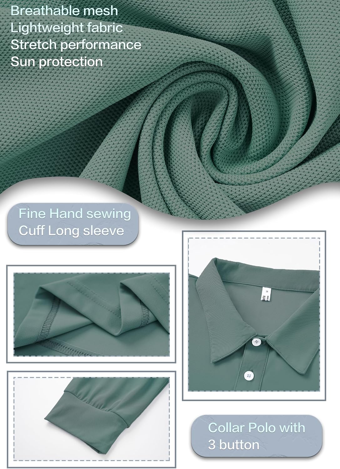 Scrub Shirt for Men Lab Medical Polo Nurse Doctor Stand Up Collared Long Sleeve Medicine Work Top - Image 5