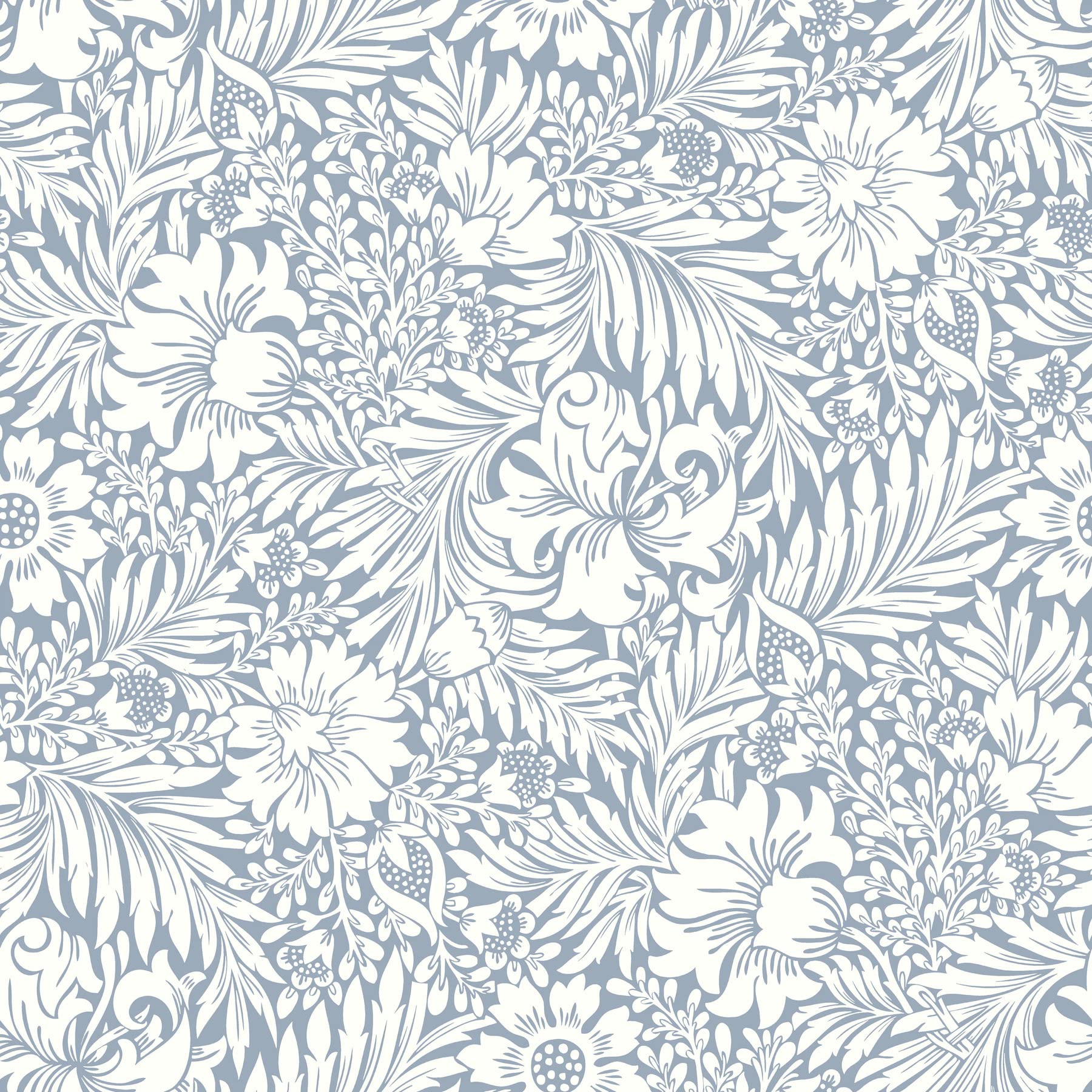 Erin & Ben Co. PSW1443RL Wedgewood Blue Modern Acanthus Premium Peel and Stick Wallpaper
