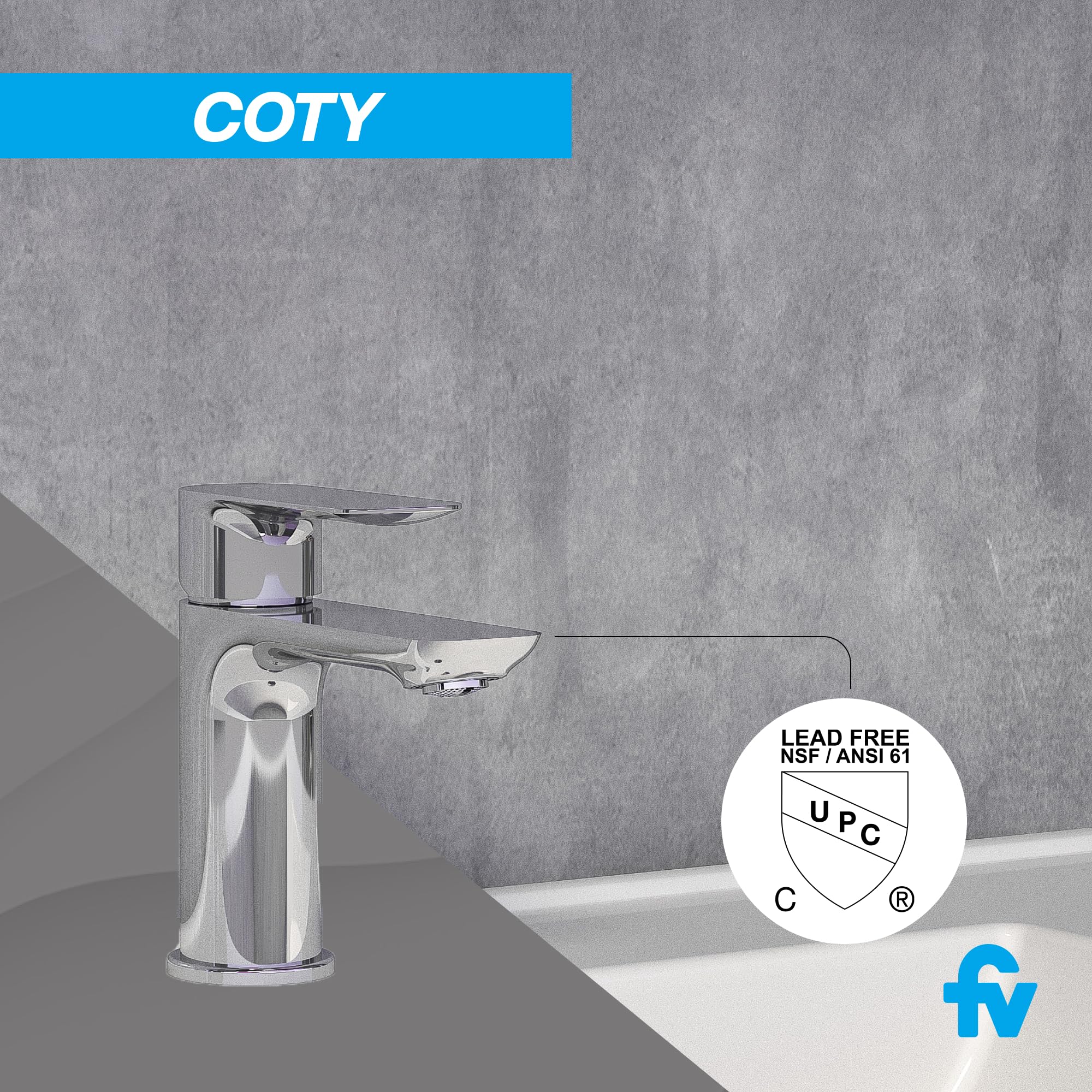 FV Coty Waschbeckenarmatur Einhandgriff – Chrom, Einlochmontage, Wassersparend & Fleckenresistent