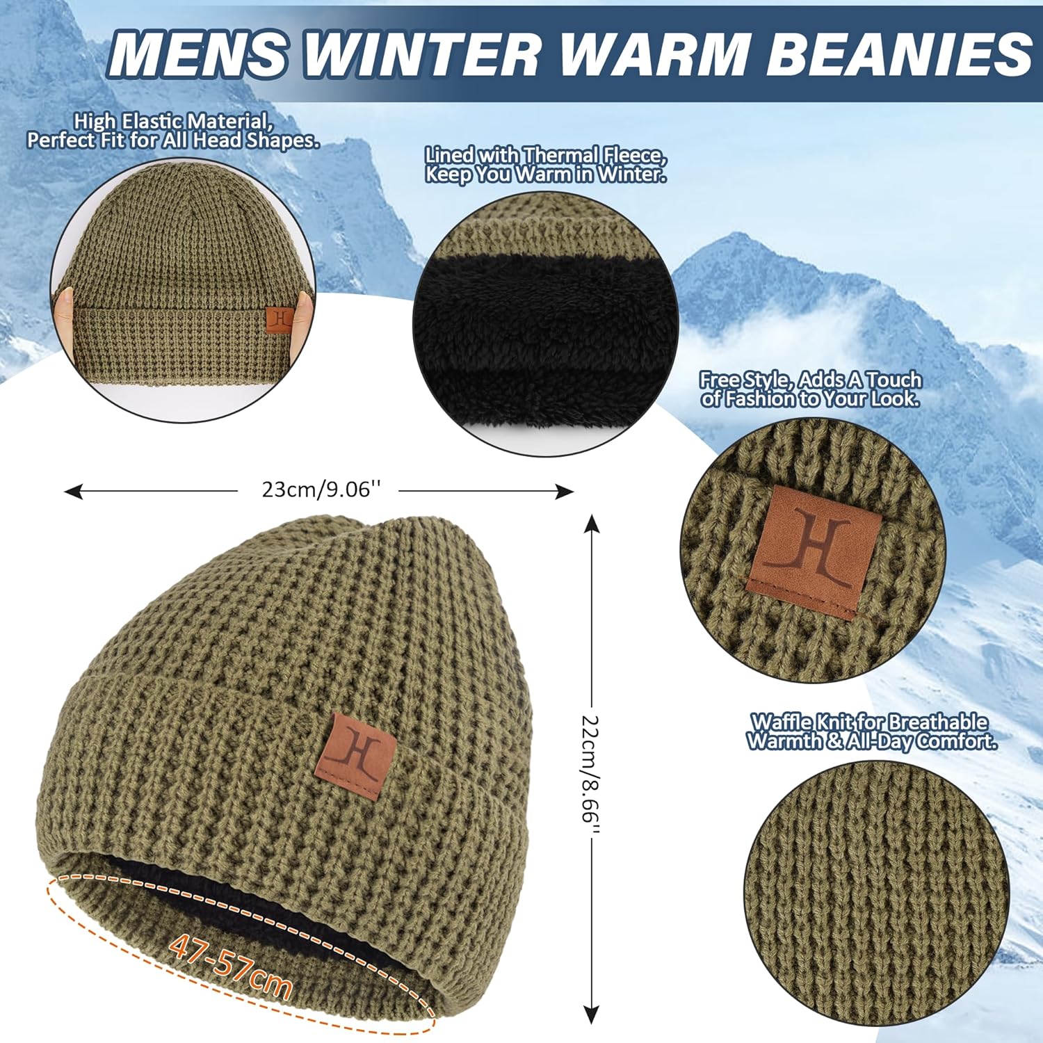 Mens Winter Hat Long Scarf Touchscreen Gloves Knit Set with Warm Fleece Lined Beanie Hats Neck Scaves Gifts for Men - Image 2